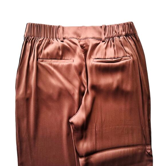 CAMI NYC Alex Pant Size Small Chocolate Brown Shiny Silk Pockets Relaxed - Picture 7 of 8